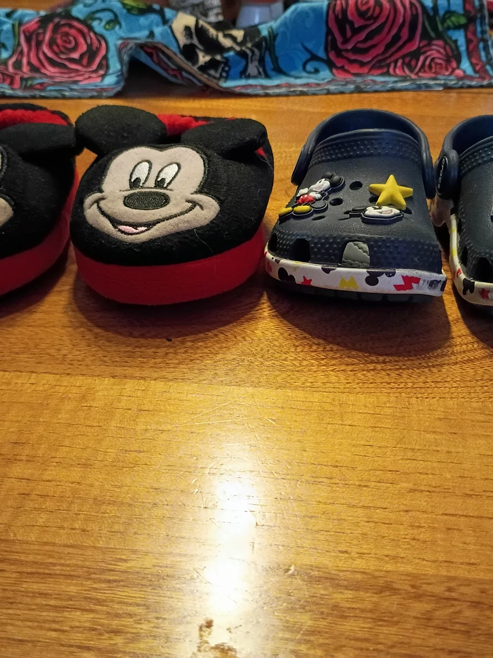 Toddler Disney Kids Mickey Slip-On Slippers and Crocs Set - Black, Red & Navy